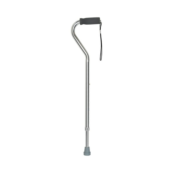 McKesson Silver Aluminum Offset Handle Cane, Adjustable Walking Aid, 30 to 39" H, Supports 300 lbs, 1 Ct