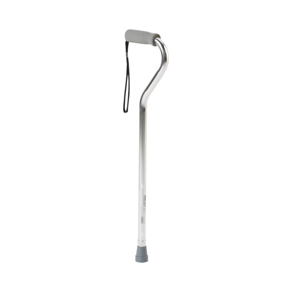 McKesson Silver Aluminum Offset Handle Cane, Adjustable Walking Aid, 30 to 39" H, Supports 300 lbs, 6 Ct