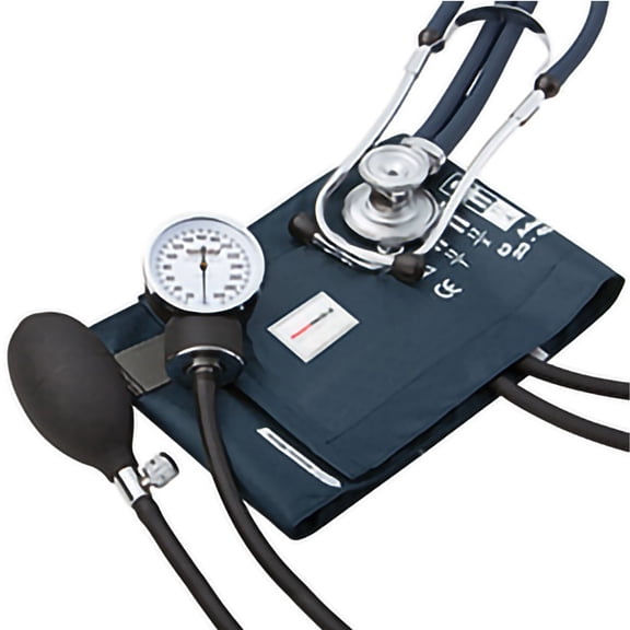 McKesson Size 11 Arm Reusable Aneroid / Stethoscope Set 2-Tubes Blue 1 Each