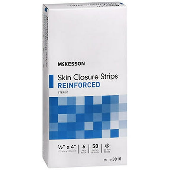 McKesson Skin Closure Strips Reinforced 1/2 Inch x 4 Inches - 50 packs