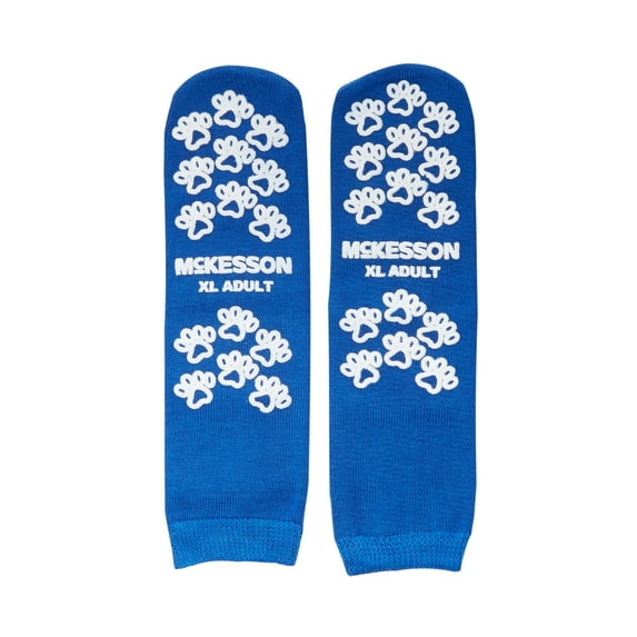 McKesson Slipper Socks, Non-Slip Grip Hospital Socks - Blue, Size XL, 96 Pairs