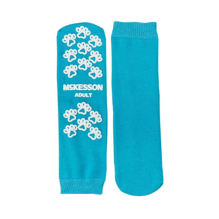 McKesson Slipper Socks, Non-Slip Grip Hospital Socks - Teal, Size