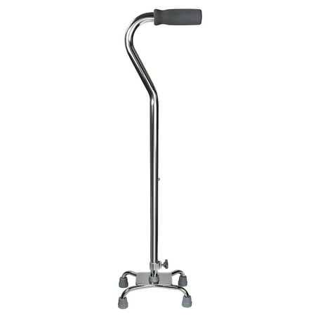 McKesson Small Base Quad Cane with Offset Handle Steel Walking Cane, Chrome, 30 to 39 Inch, 1 Count