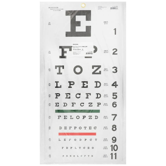 McKesson Snellen Eye Test Chart, Letters - 20 ft Test Distance, 11 x 22 in, 5 Count