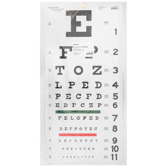 McKesson Snellen Eye Test Chart, Letters - 20 ft Test Distance, 11 x 22 in, 5 Count