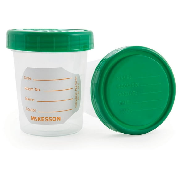 McKesson Specimen Containers - Clear, Leak-Resistant Lid, 120 mL/4 oz, 500 Ct