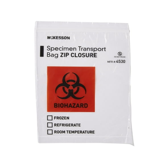 McKesson Specimen Transport Bag Disposable Zip Closure 4530, 1000 Ct