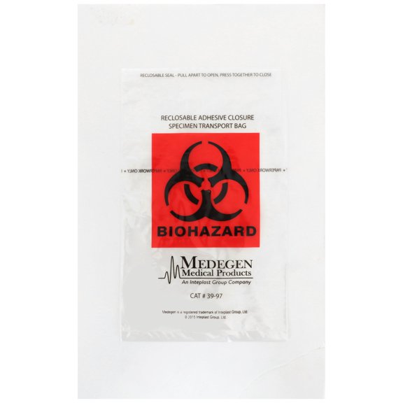 McKesson Specimen Transport Bag with Document Pouch Disposable Adhesive Closure 03-3997, 1000 Ct