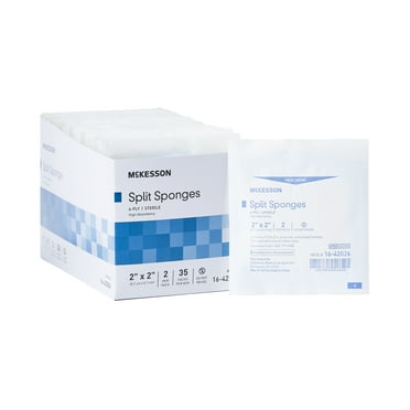 McKesson Split Sponges - Absorbent I.V. Drain Wound Dressing, 2 in x 2 in, 2 per Pack, 20 Packs, 1400 Total