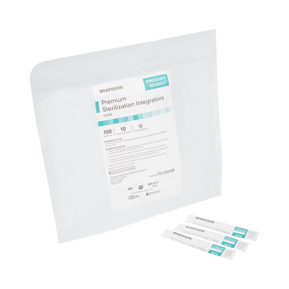 McKesson Steam Sterilization integrator - Sterilization Chemical integrator Strip with Immediate Readout - Class 5, 100 Count, 1 Pack