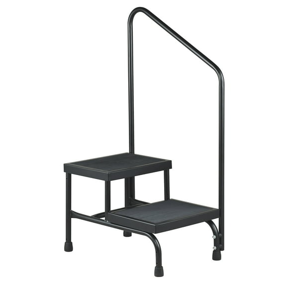 McKesson Step Stool with Hand Rail - Two-Step, Steel Frame, 600 lbs Capacity, 1 Ct