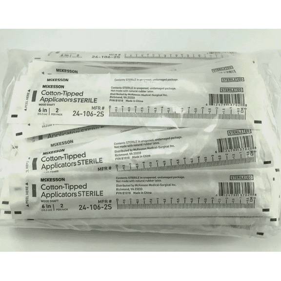 McKesson Sterile Cotton Tipped Applicator 24-106-2S 2 Per Pack Bag of 50 Packs