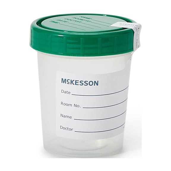 McKesson Sterile Specimen Containers - Clear, Leak-Resistant Lid, 120 mL/4 oz, 1 Ct