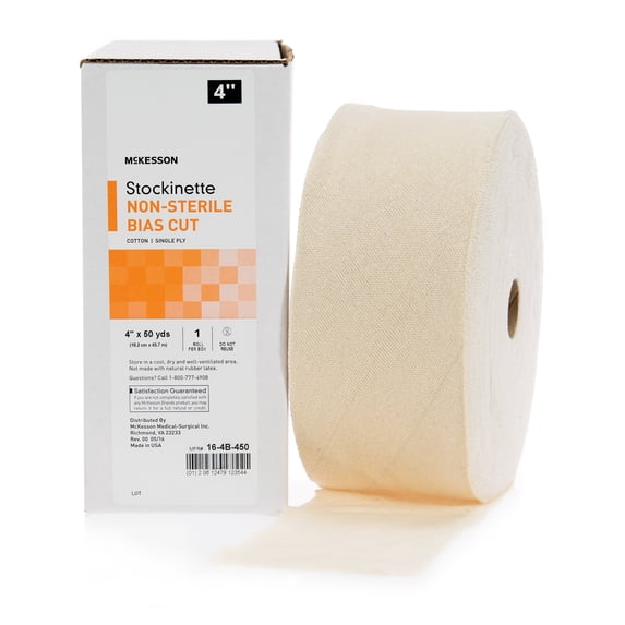 McKesson Stockinette Bandage Wrap, Cotton Retainer Dressing, 4 in x 50 yd, 1 Count, 1 Pack