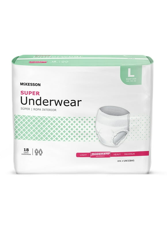McKesson Super Incontinence Underwear, Disposable Adult Diapers, Large, 18 Ct
