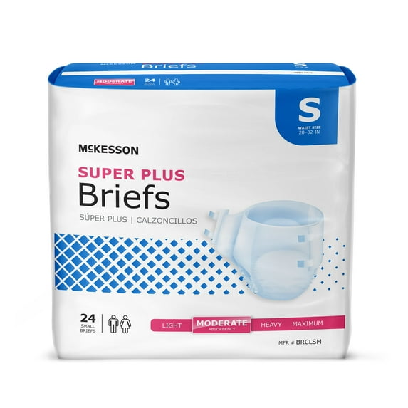 McKesson Super Plus Adult Incontinence Brief S Moderate Absorbency Contoured, BRCLSM, Moderate, 96 Ct