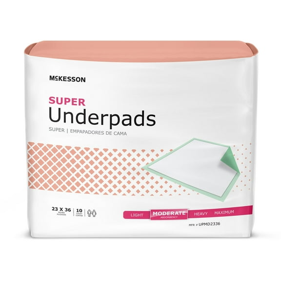 McKesson Super Underpads, Incontinence Bed Pads, Moderate Absorbency, 23 in x 36 in, 150 Count