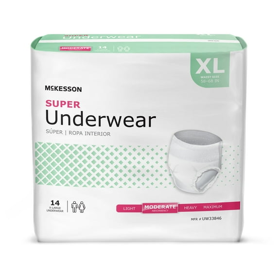 McKesson Super Underwear, Incontinence, Moderate Absorbency, XL, 14 Ct