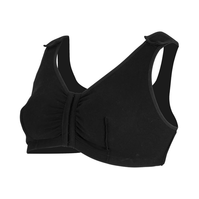 Sksloeg Womens Bras Plus Size Full Coverage Back Closure Bra Wire Free Back  Support Posture Bras,Black 46C