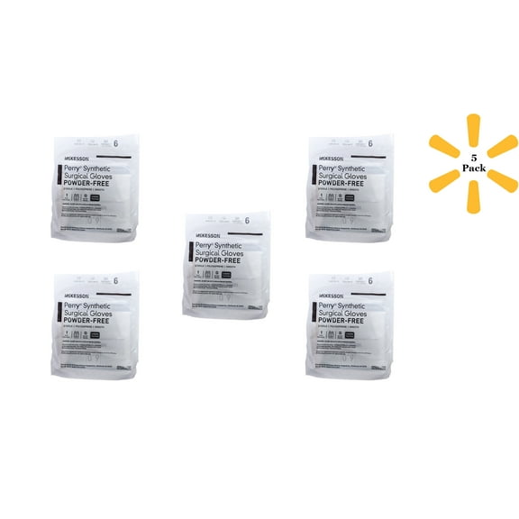 McKesson Surgical Glove Performance Plus Size 6 Sterile Pair Polyisoprene Extended Cuff Length Smooth Green Chemo Tested , 5 Pack - 20-2060N