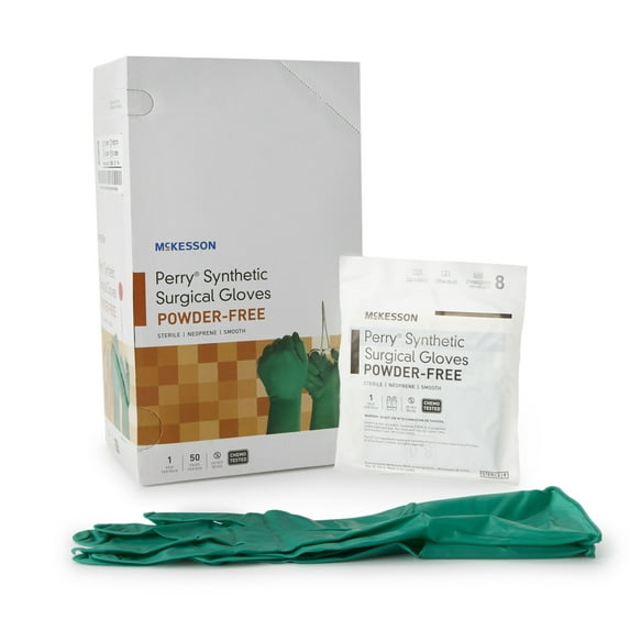 McKesson Surgical Gloves - Neoprene, Powder-Free, Sterile - Dark Green, Size 8, 50 Count, 4 Boxes, 200 Total