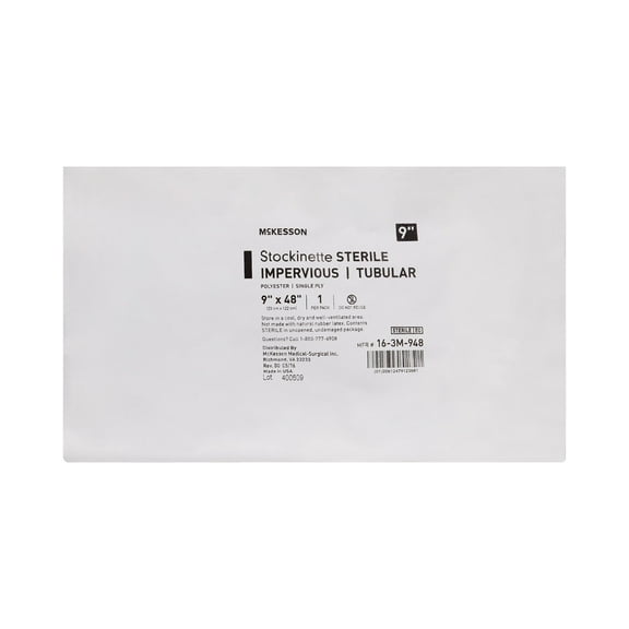 McKesson Surgical Stockinette Impervious Tube Pre-Cut Drape, 48 in x 9in, 12 Ct