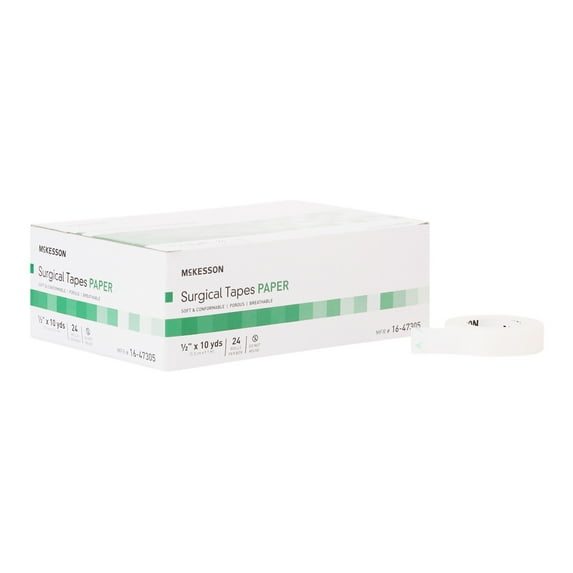 McKesson Surgical Tape, Non-Sterile Paper Medical Tape, 1/2 in x 10 yd, 24 Ct