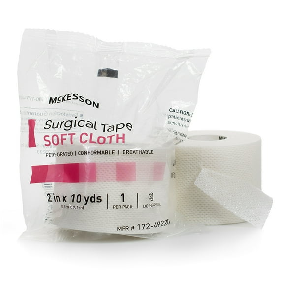 McKesson Surgical Tape, Perforated Cloth Medical Tape, 2 in x 10 yd, 1 Roll, 12 Packs, 12 Total