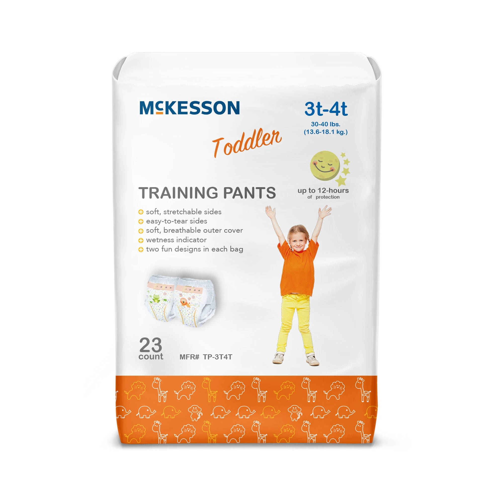 McKesson Toddler Training Pants, 3T to 4T - Disposable, Pull-On with Tear-Away Seams - 30 to 40 lbs., 23 Count, 4 Packs, 92 Total