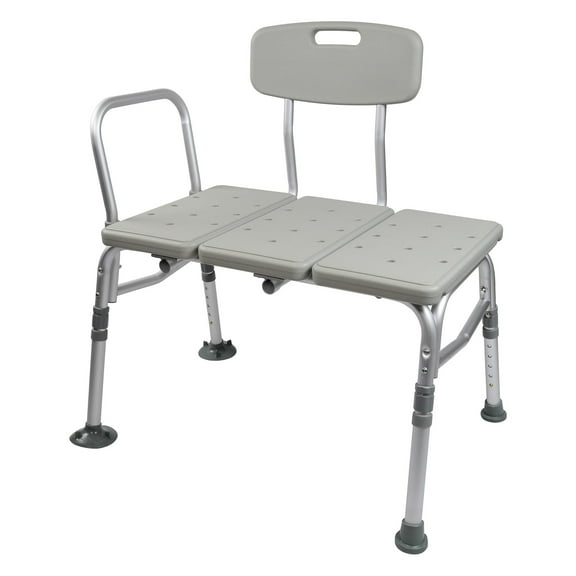 McKesson Transfer Bath Bench with Back, Removable Arm Rail - Aluminum Frame, 2 Ct