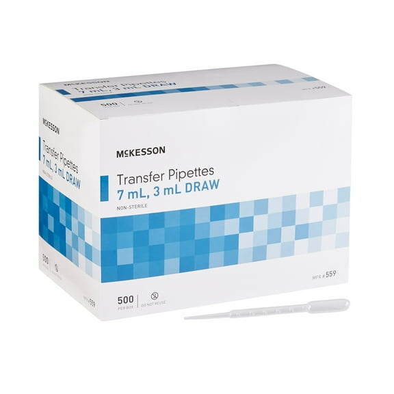 McKesson Transfer Pipettes - Disposable Plastic Laboratory Supplies, 7.5 mL, 500 Count, 10 Packs, 5000 Total