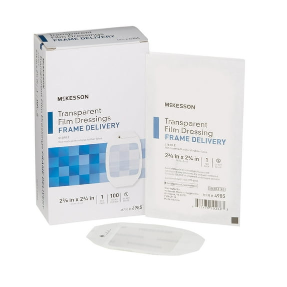 McKesson Transparent Film Dressing - Frame Delivery, 2 3/8 in x 2 3/4 in, 100 Count, 4 Packs, 400 Total
