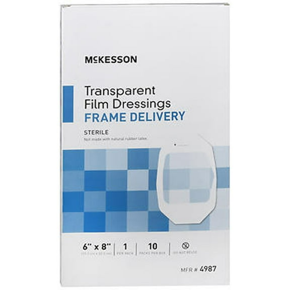 McKesson Transparent Film Dressings Frame Delivery 6"x8" - 10 ct