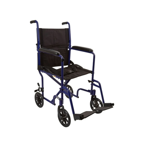 McKesson Transport Chair, Lightweight - Aluminum - Blue, 300 lbs Capacity, 1 Ct