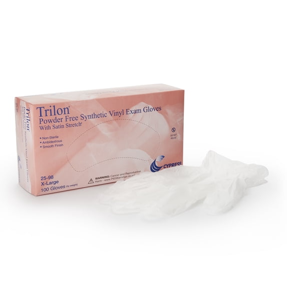 McKesson Trilon Vinyl Exam Gloves, Powder-Free, Disposable Medical Glove, Size XL, 100 Count, 10 Boxes, 1000 Total