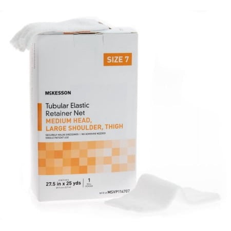 McKesson Tubular Elastic Retainer Net Medium Head, Large Shoulder, Thigh, Elastic Net, 27.5 Inches x 25 Yards, Size 7, 1 Count