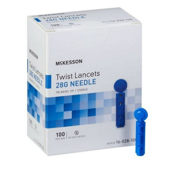 McKesson Twist Top Lancet Lancet 28 Gauge Needle 1.8 mm Depth (s), Box of 100