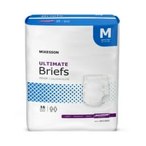 McKesson Ultimate Briefs, Incontinence, Adult Unisex, Maximum Absorbency, Medium, 16 Count, 6 Packs, 96 Total