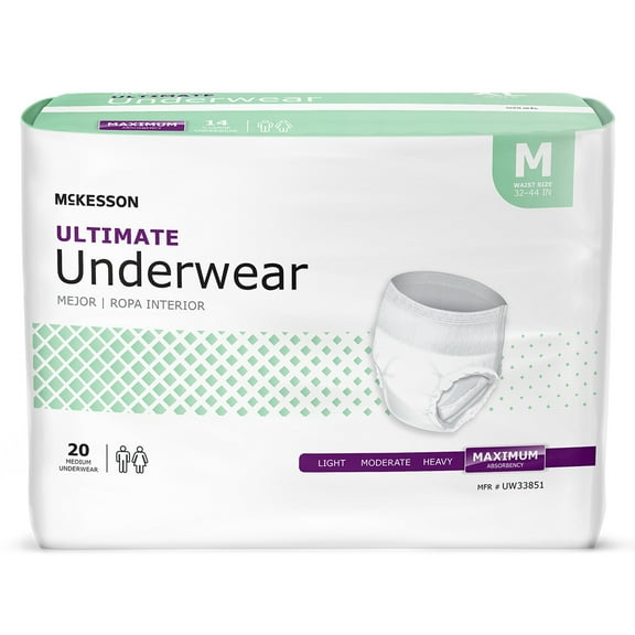 McKesson Ultimate Underwear, Incontinence, Maximum Absorbency, Medium, 20 Ct