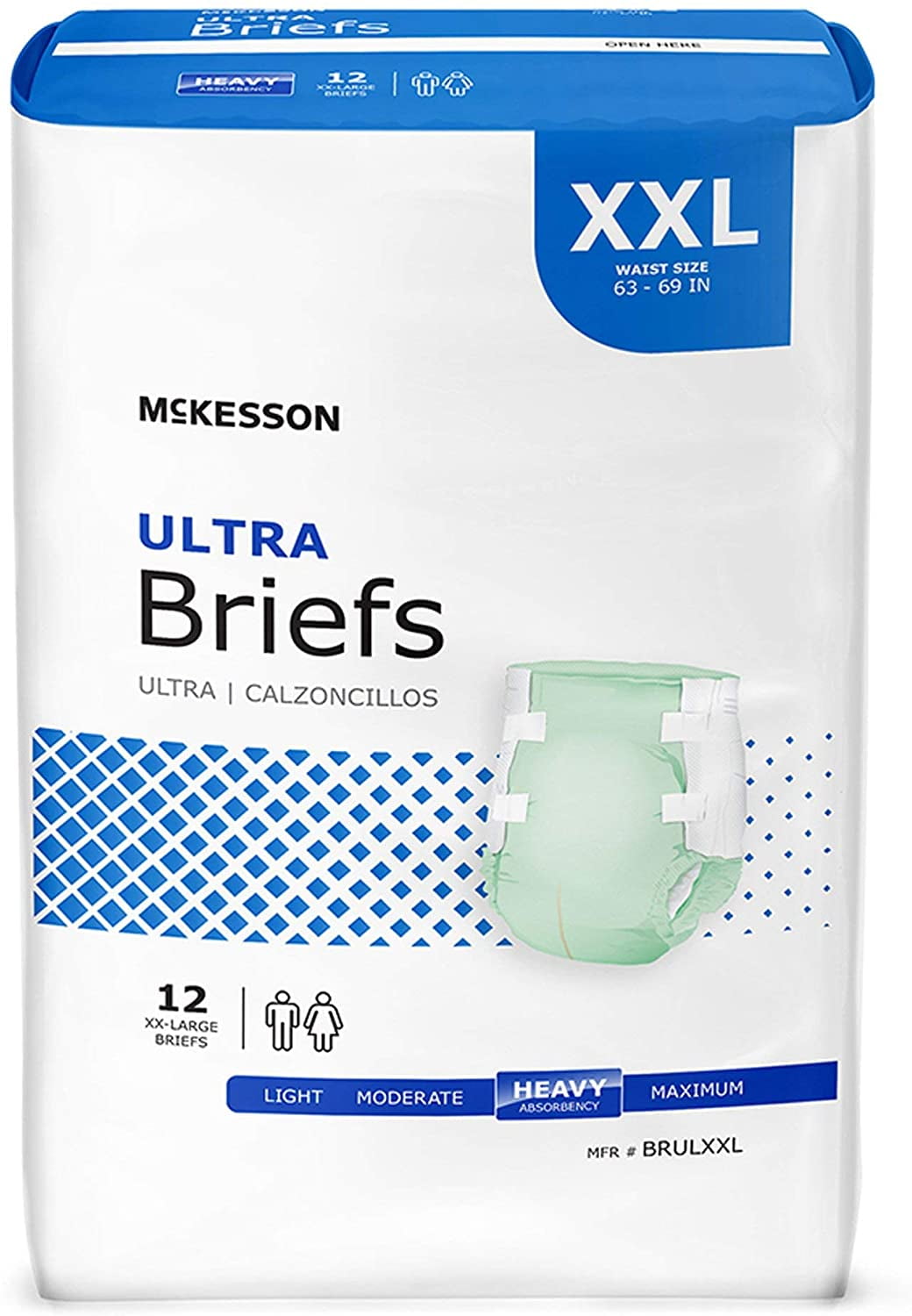 McKesson Ultra Adult Heavy Absorbency Incontinence Brief Diaper, 2XL, 12 Ct