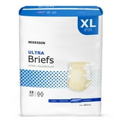 McKesson Ultra Incontinence Briefs - Absorbent, Disposable, Unisex - XL, 15 Count, 4 Packs, 60 Total