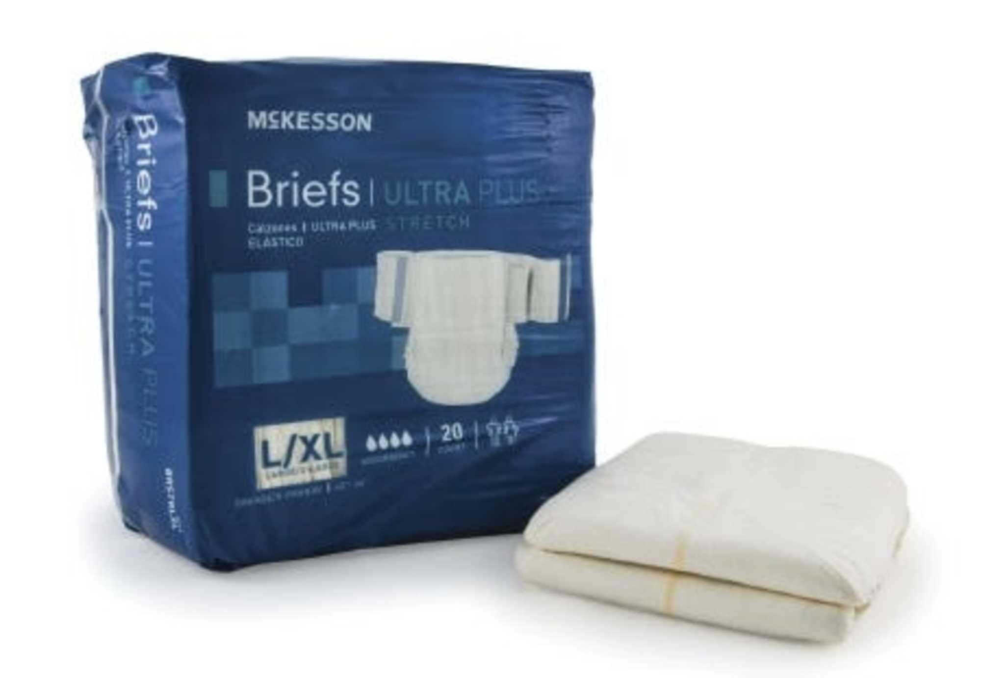 McKesson Ultra Plus Stretch Adult Incontinent Brief Tab Closure, Large