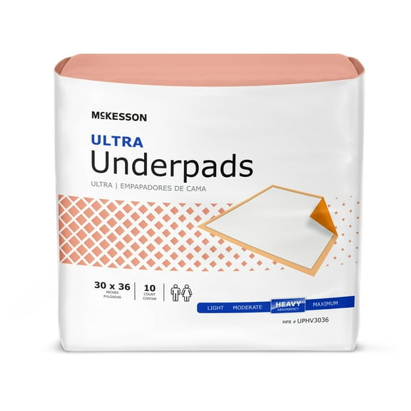McKesson Ultra Underpads, Adult Incontinence Bed Pads, Chux, Disposable, Heavy Absorbency, 30 in x 36 in, 300 Ct