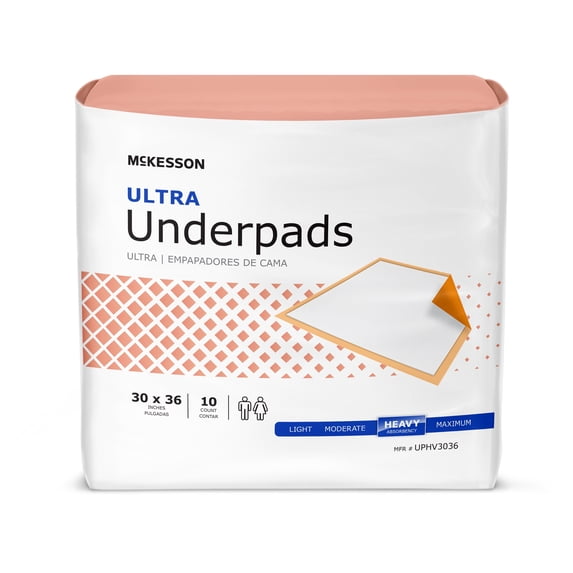 McKesson Ultra Underpads, Adult Incontinence Bed Pads, Chux, Disposable, Heavy Absorbency, 30 in x 36 in, 300 Ct
