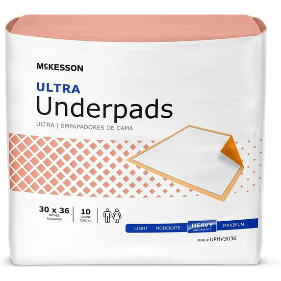 McKesson Ultra Underpad 30 X 36 Inch Disposable Fluff / Polymer Heavy Absorbency, Case of 300