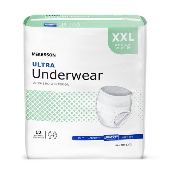 McKesson Ultra Underwear, Incontinence, Heavy Absorbency, 2XL, 48 Ct