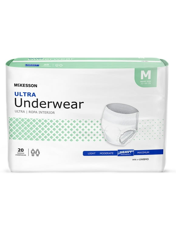 McKesson Ultra Underwear, Incontinence, Heavy Absorbency, Medium, 80 Ct