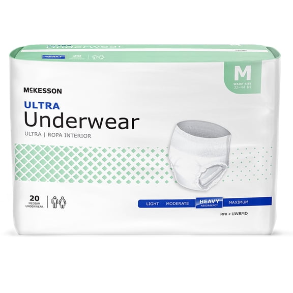 McKesson Ultra Underwear, Incontinence, Heavy Absorbency, Medium, 80 Ct