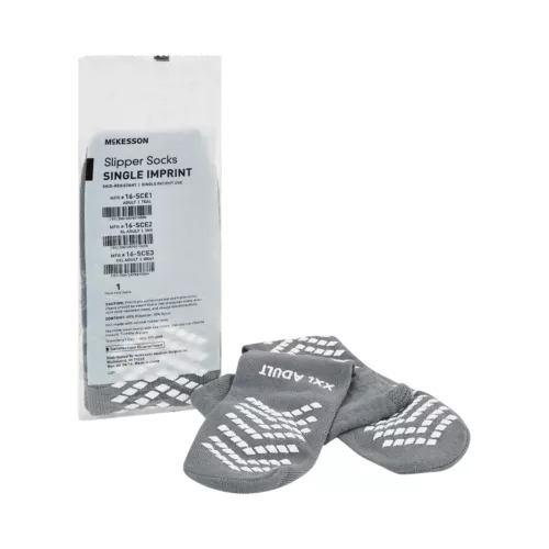 SKEENTUNER McKesson Unisex Slipper Socks Adult Size 10-1/2 to 11-1/2 Gray - 1 Pair