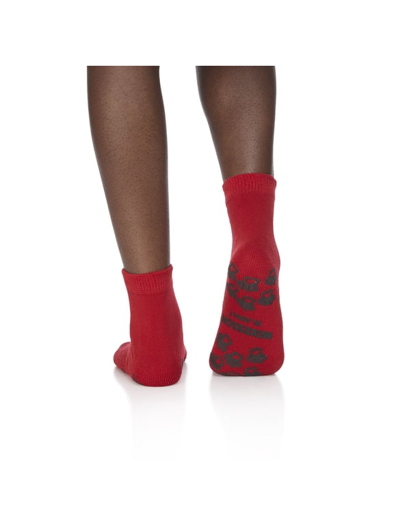 Unisex Slipper Socks Adult Size 7-1/2 to 10 Red - 1 Pair